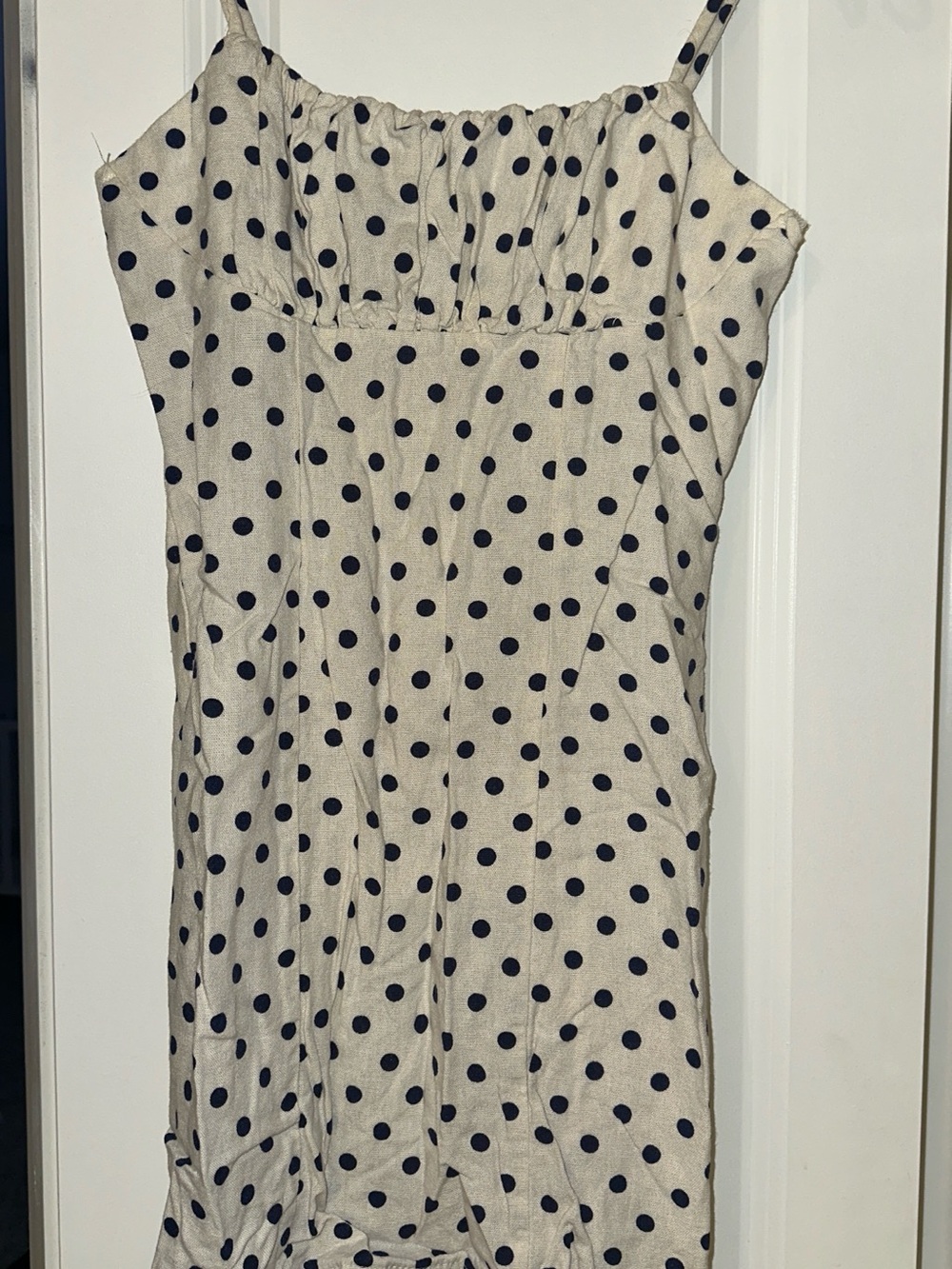 Monteau Cream Dress with Black Polka Dots